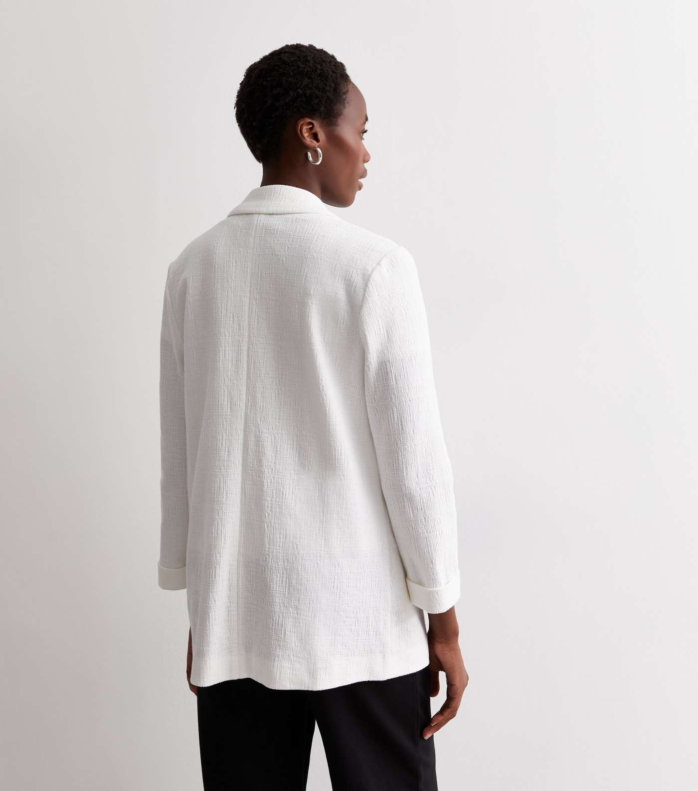 Tall White Textured Jersey Blazer Image 4