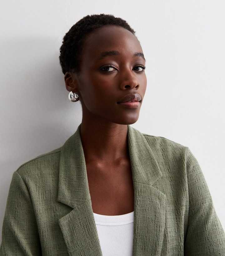 Tall Khaki Textured Jersey Blazer New Look