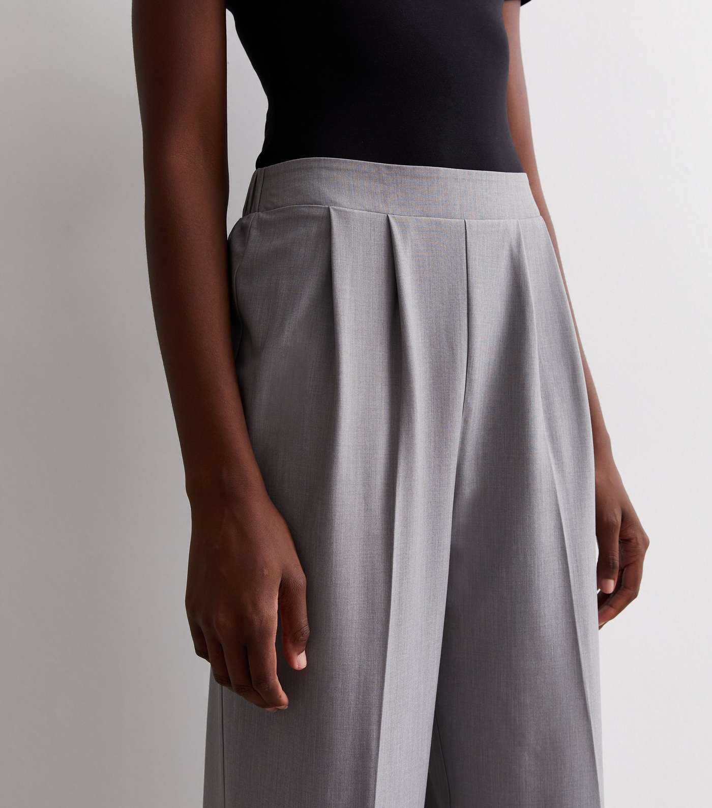 Tall Grey Marl Wide Leg Trousers Image 2