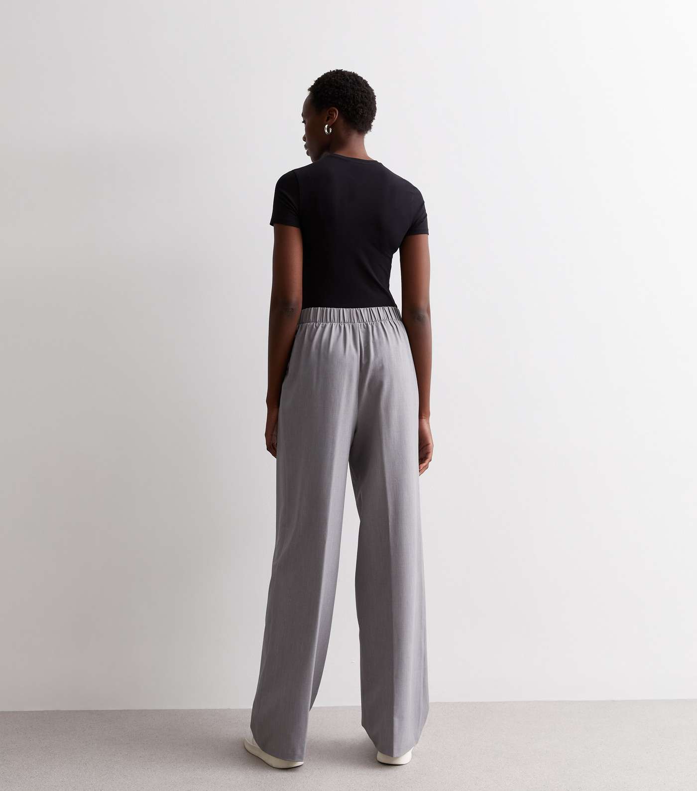 Tall Grey Marl Wide Leg Trousers Image 4