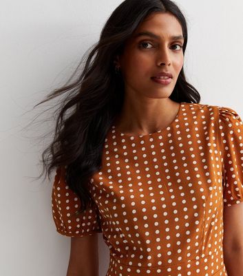 Rust and white outlet polka dot dress