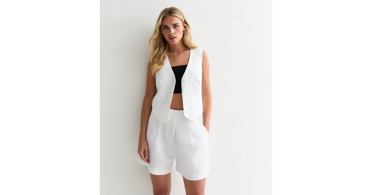 Linen look shorts - Off white main image 1
