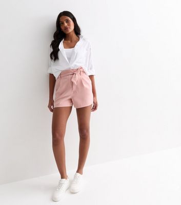 Pale Pink Tie Waist Shorts New Look