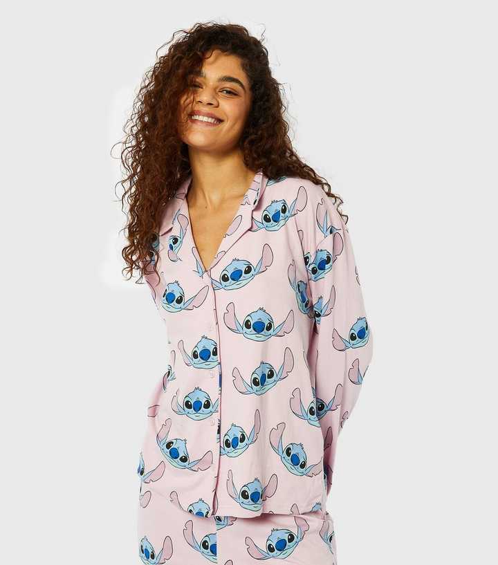 Skinnydip Pink Cotton Trouser Pyjama Set with Stitch Print