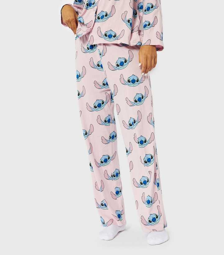 Skinnydip Pink Cotton Trouser Pyjama Set with Stitch Print