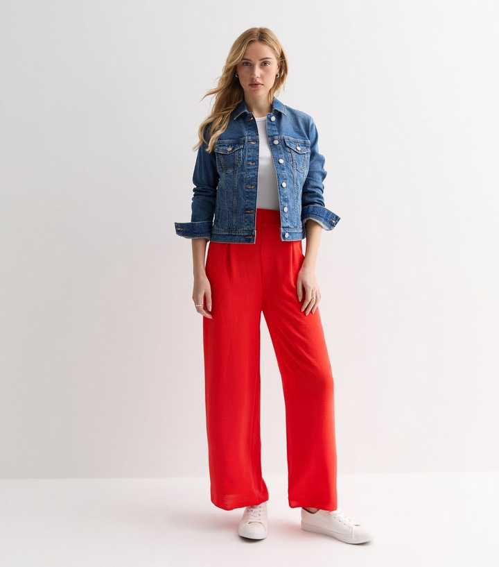 Ladies Trousers Red Trousers Petite Red Wide Leg Trousers
