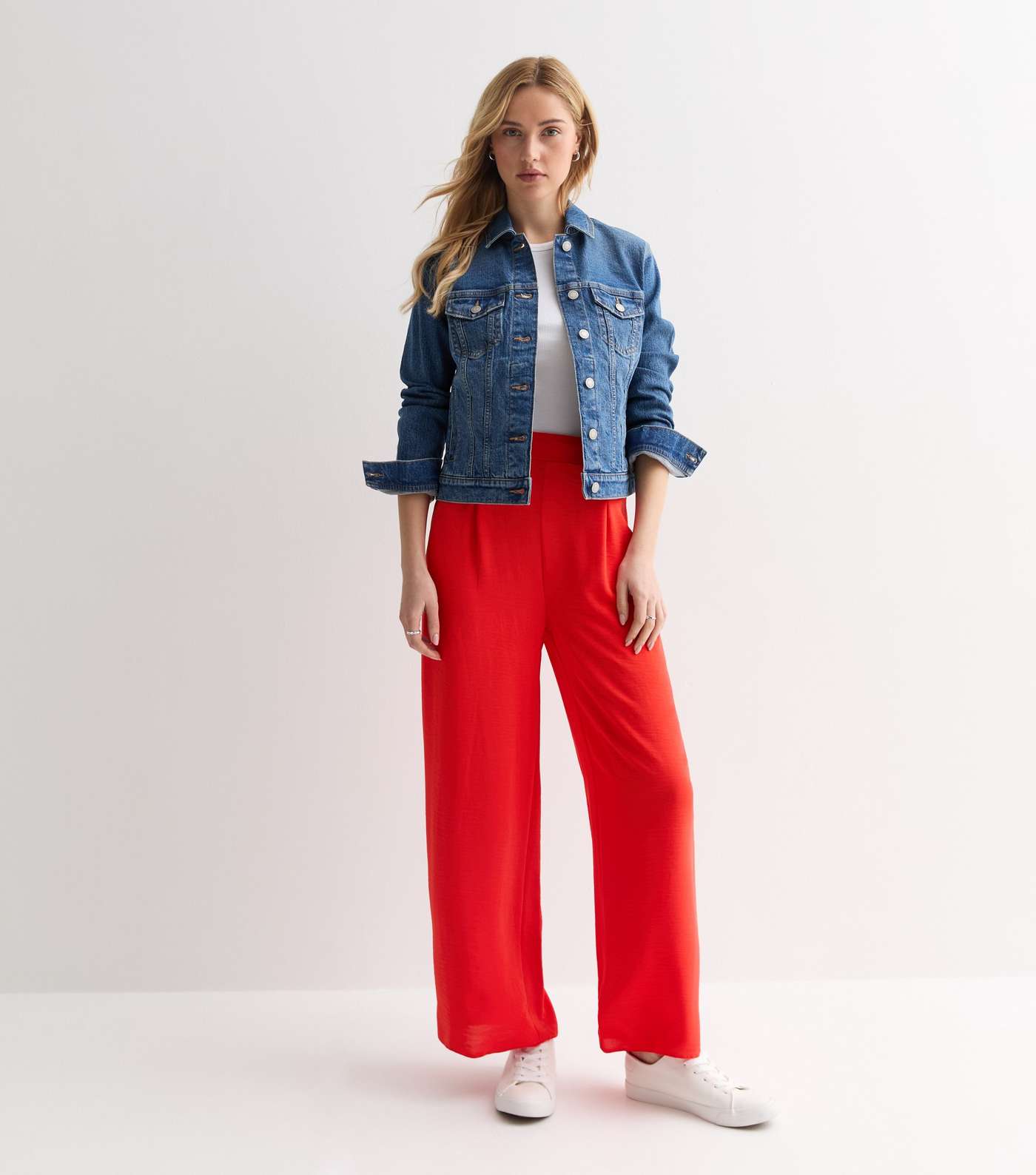 Red Wide Leg Trousers Image 3