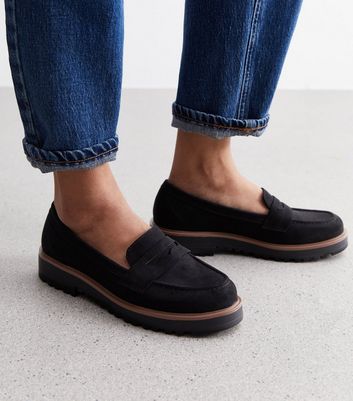 Black Suedette Chunky Loafers