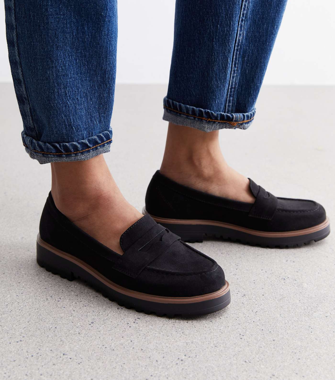 Black Suedette Chunky Loafers Image 2