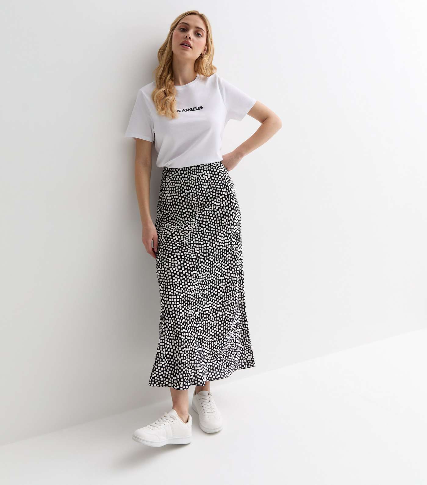 Black Mark Making Midi Skirt | New Look