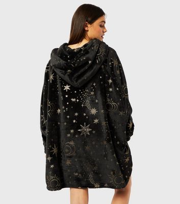 Skinnydip Black Celestial Print Blanket Hoodie New Look