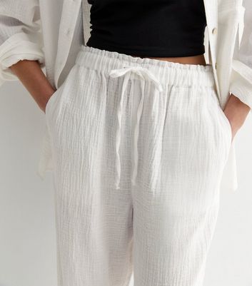 White Cotton Wide Leg Trousers New Look