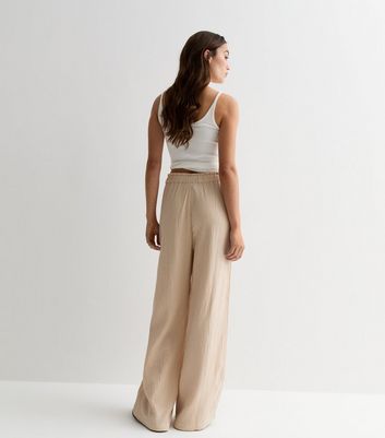 Stone Cotton Wide Leg Trousers New Look