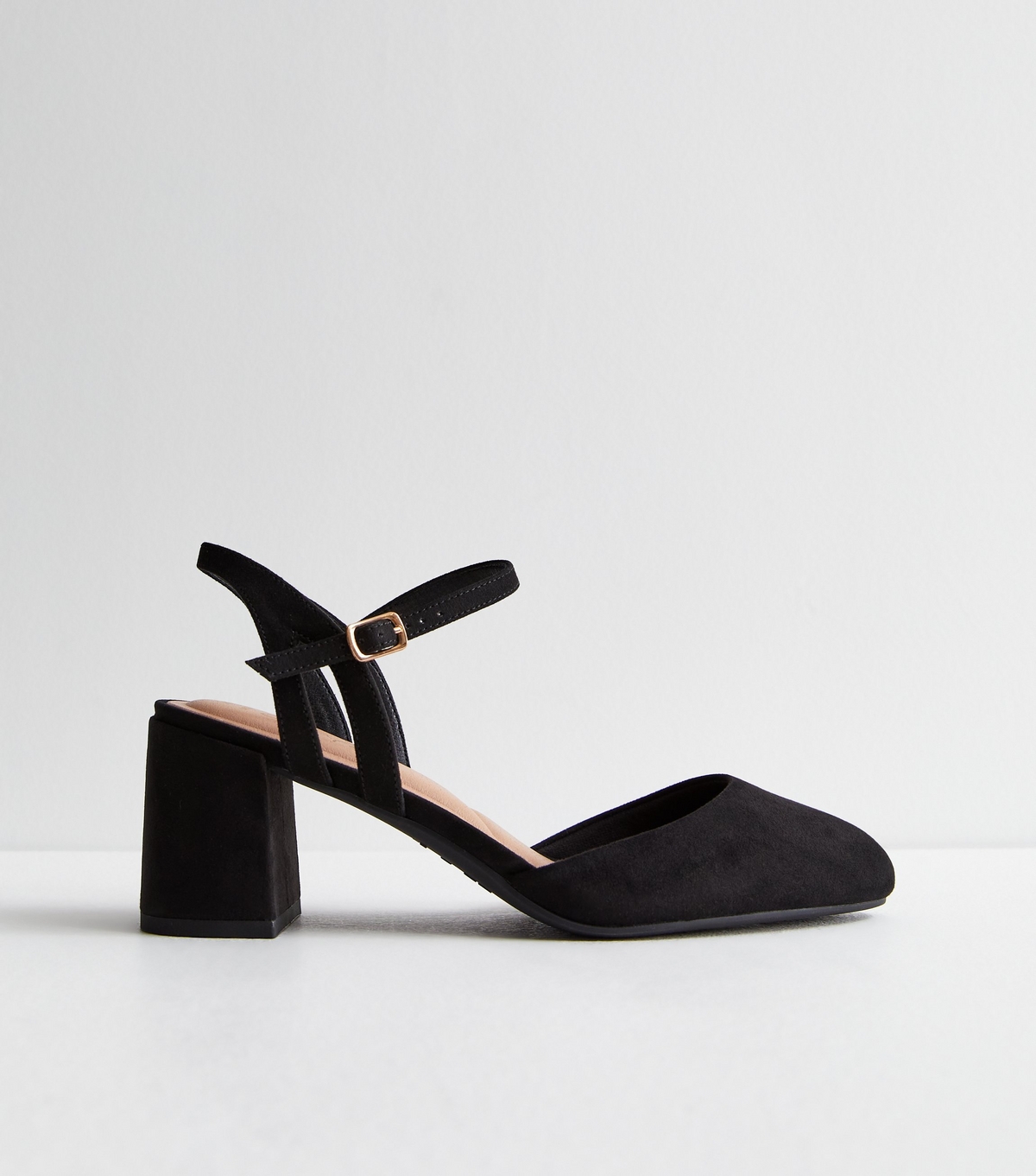 Women's Wide Fit Black Suedette Block Heel Court Shoes New Look