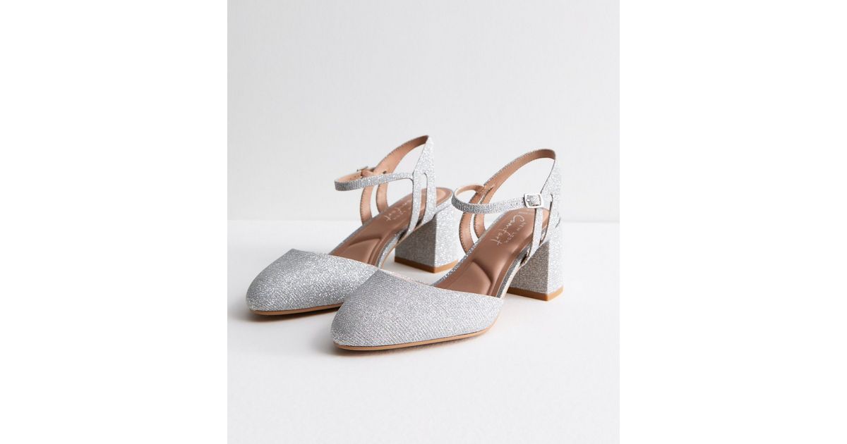 Silver Glitter New Look Shoes Mid Heel Silver Glitter Stiletto