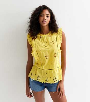 Yellow Cut-Out Sleeveless Cotton Top