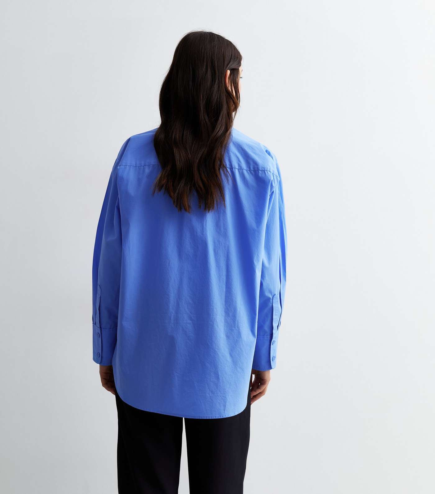 Blue Poplin Cotton Shirt Image 4