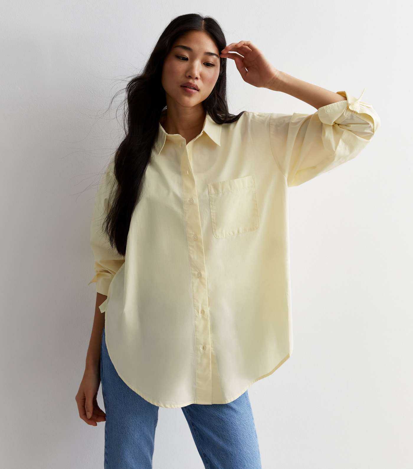 Light Yellow Poplin Cotton Shirt Image 2