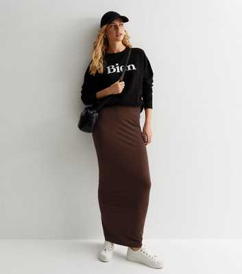 Dark Brown Jersey Maxi Skirt