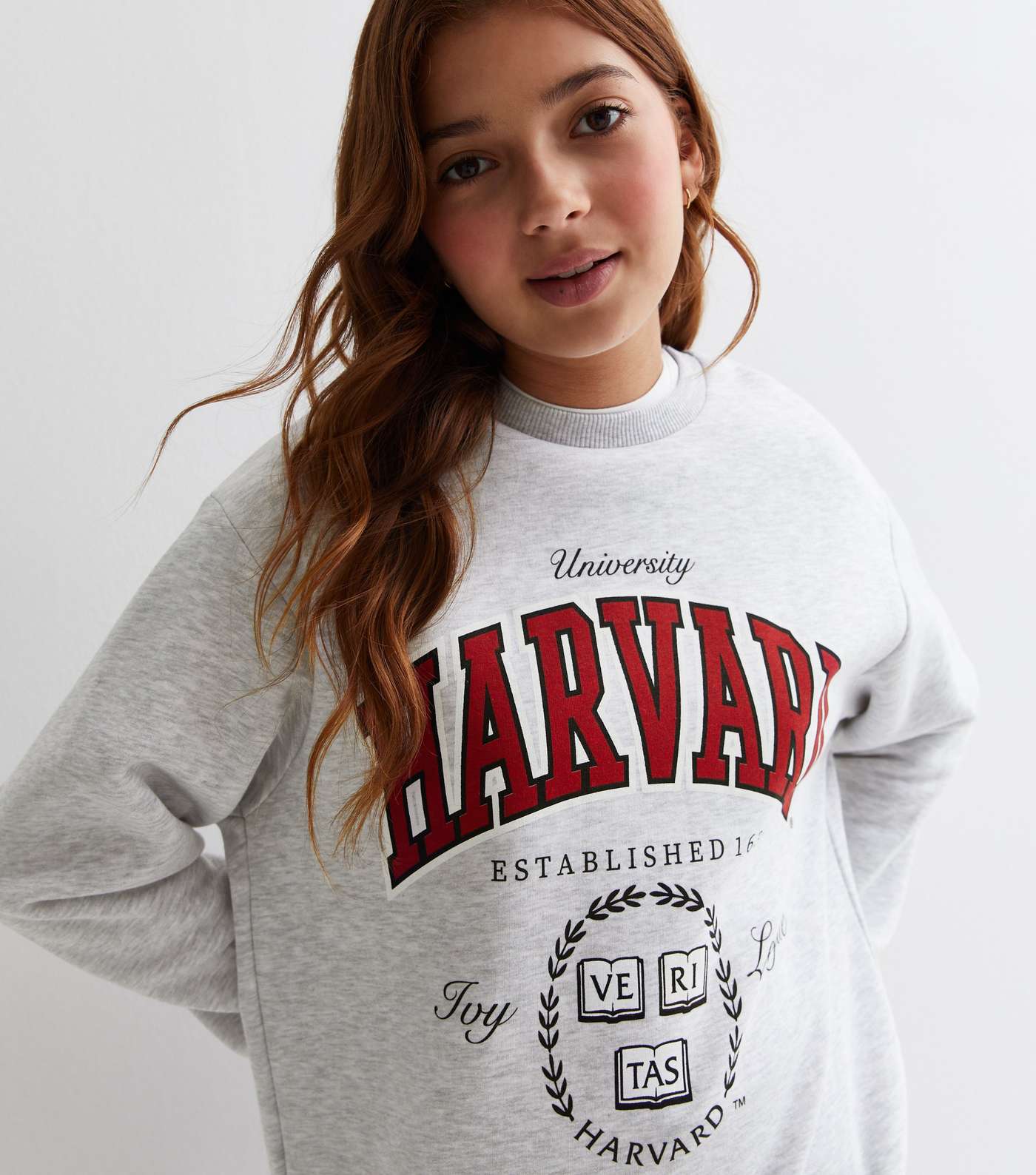 Girls Pale Grey Harvard Logo Sweatshirt Image 2