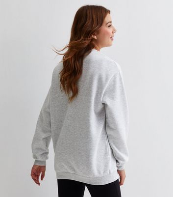 Girls Pale Grey Harvard Logo Sweatshirt New Look