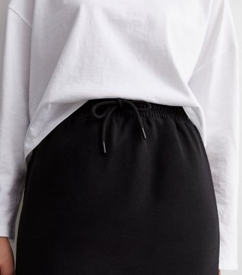 Black High Waist Drawstring Midi Skirt New Look