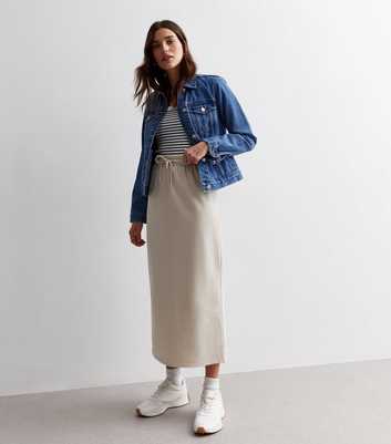 Stone High Waist Drawstring Midi Skirt