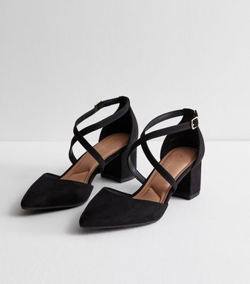 Mid block heel pointed shoes best sale