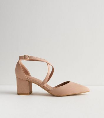 Pink Suedette Pointed Mid Block Heel Court Shoes New Look Vegan