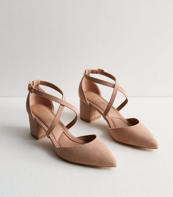 Pink suede heels new hot sale look