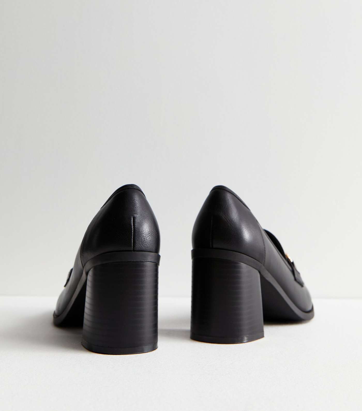 Black Snaffle Trim Block Heel Loafers Image 4