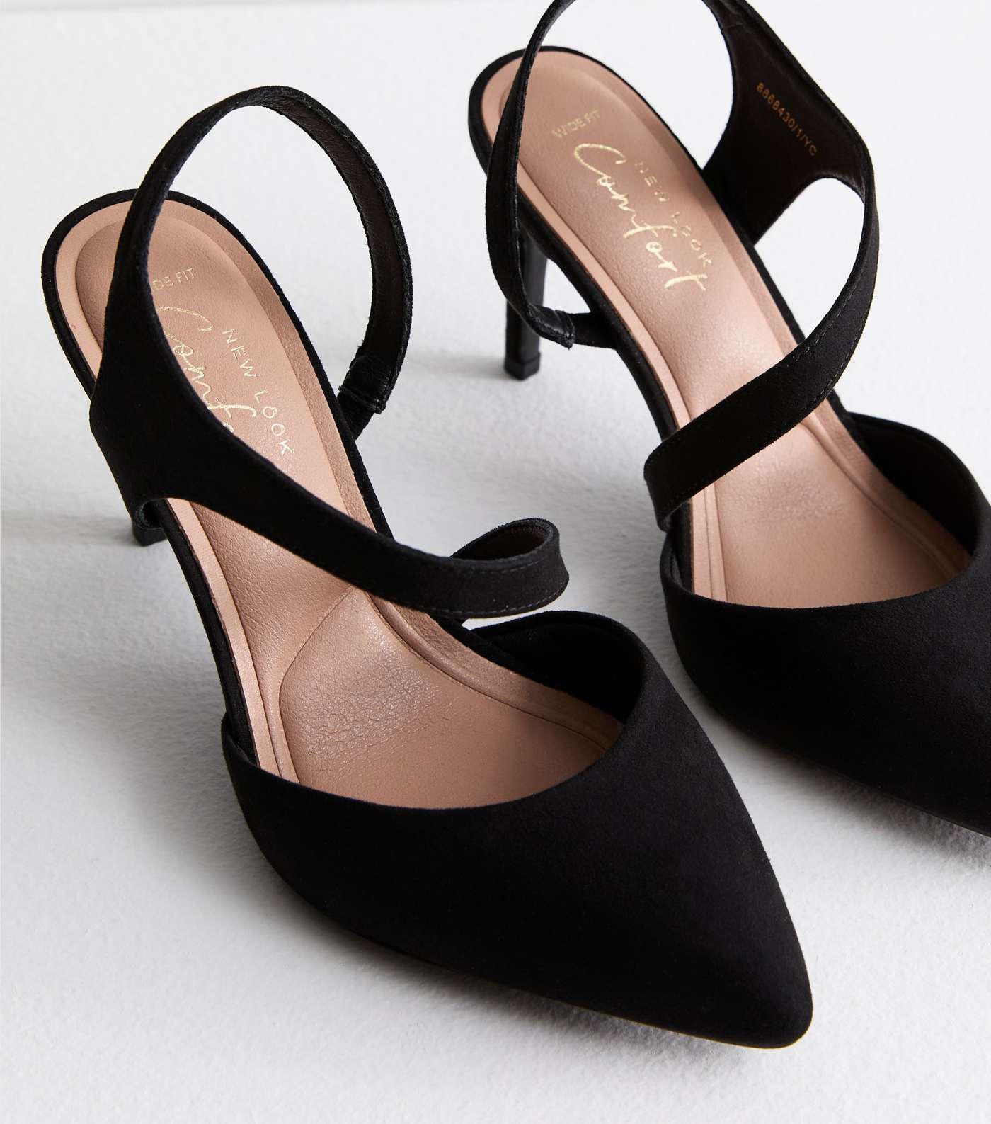 Wide Fit Black Asymmetric Stiletto Heel Court Shoes | New Look