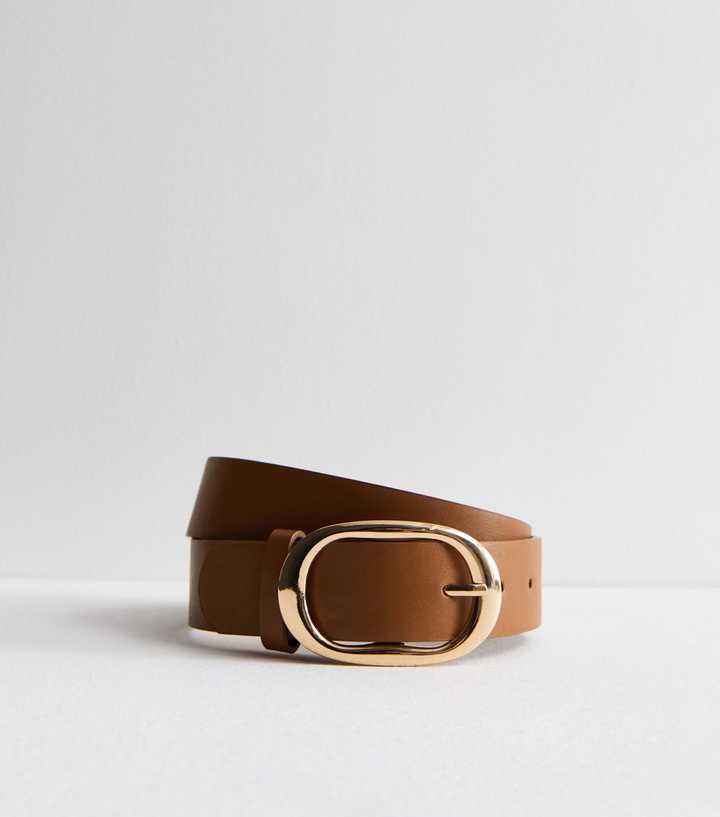 Tan Oval Buckle Belt