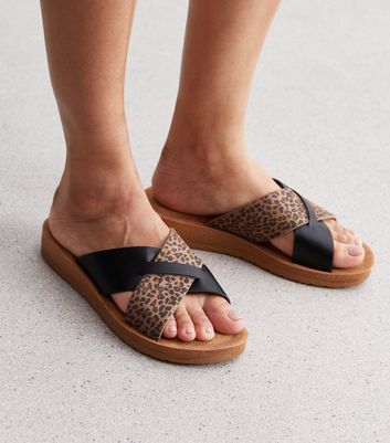 Leopard print sliders discount uk