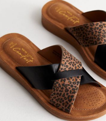 Womens leopard sales print sliders