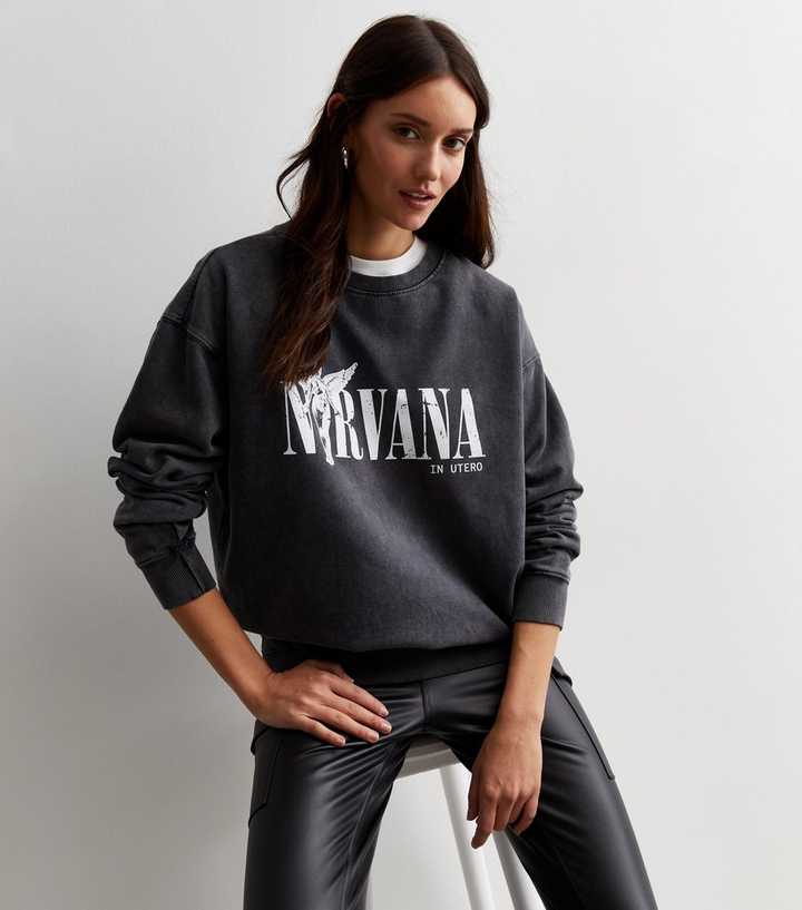 Oversized printed sweatshirt - Dark grey/Nirvana - Ladies