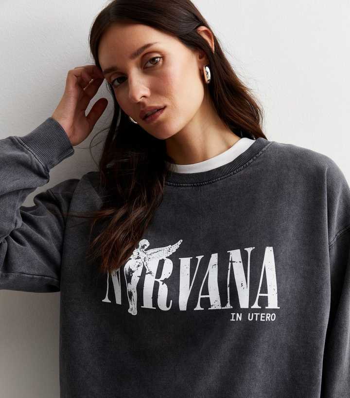 Oversized printed sweatshirt - Dark grey/Nirvana - Ladies