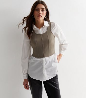 White 2 In 1 Corset Shirt New Look