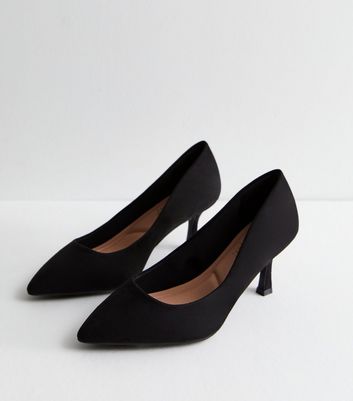 Wide Fit Black Suedette Pointed Stiletto Heel Court Shoes New Look