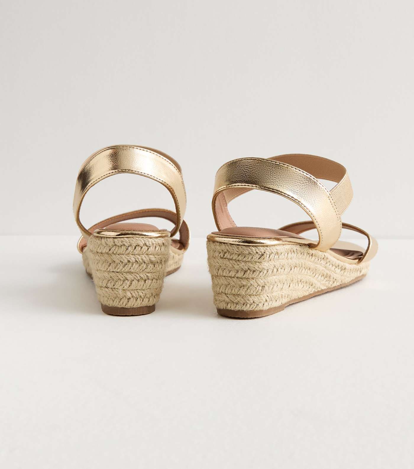 Wide Fit Gold Low Espadrille Wedge Sandals Image 4