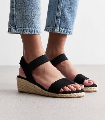 Black fashion espadrille wedges uk