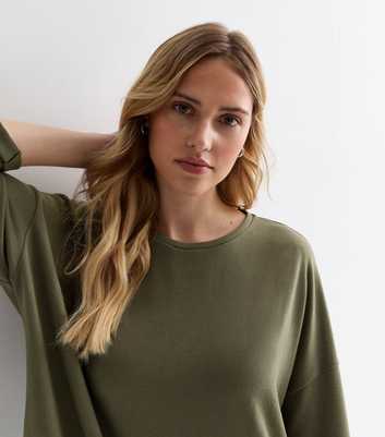 Khaki Soft Touch 3/4 Sleeve Top