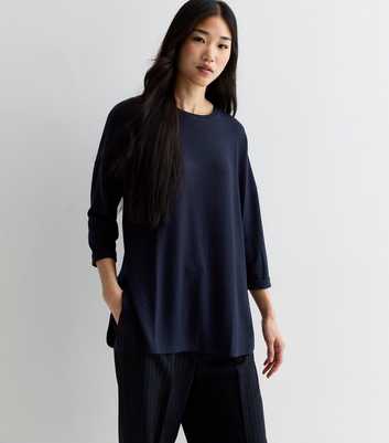 Navy Soft Touch 3/4 Sleeve Top