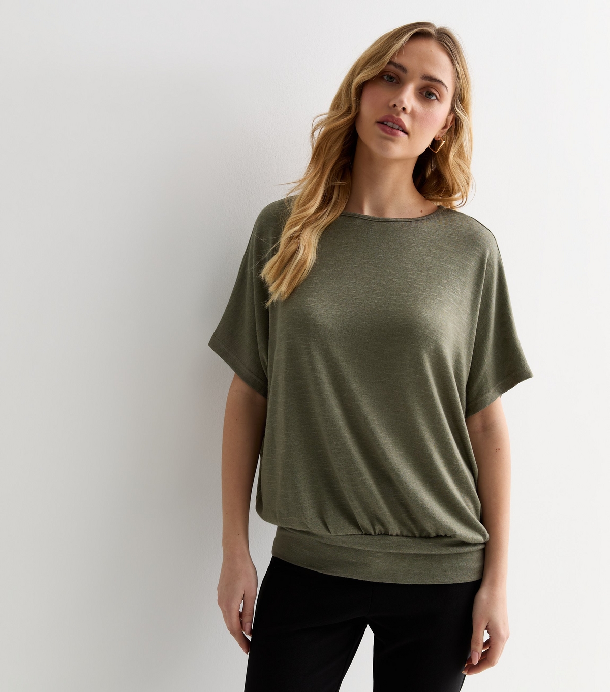 Women's Khaki Short Sleeve Batwing Top New Look