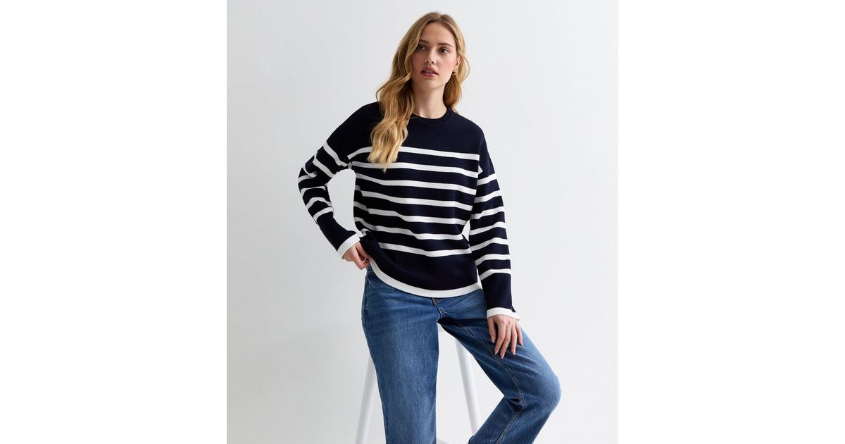 High Neck Jumper in Navy
