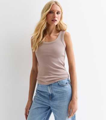 Stone Ribbed Scoop Neck Vest