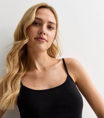 Black strappy vest top discount