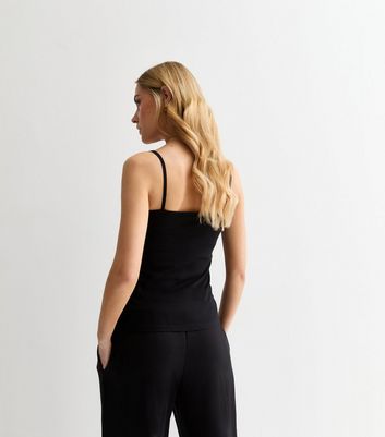 Black strappy vest top discount