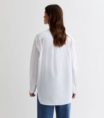 Off White Cotton Broderie Front Shirt New Look