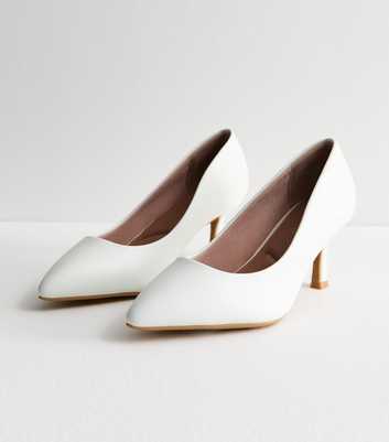 Wide Fit White Pointed Stiletto Heel Court Shoes